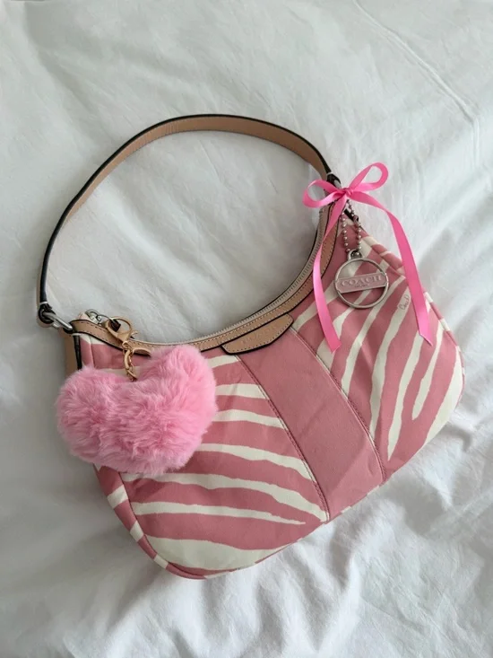 vintage Coach Pink Zebra Print Small Shoulder Bag - Picture 8 of 10
